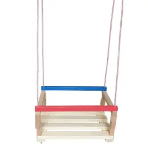 Leagan din lemn pentru copii, franghii 150 cm, prindere cu inele metalice, 36x26x18 cm - 