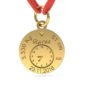 Pandantiv din aur galben cu snur model Birthday Clock - 