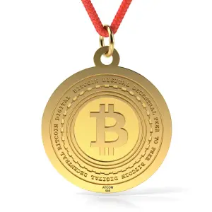 Pandantiv din aur galben cu snur model Bitcoin - 