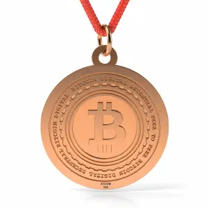 Pandantiv din aur roz cu snur model Bitcoin - 