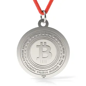 Pandantiv din argint cu snur model Bitcoin - 