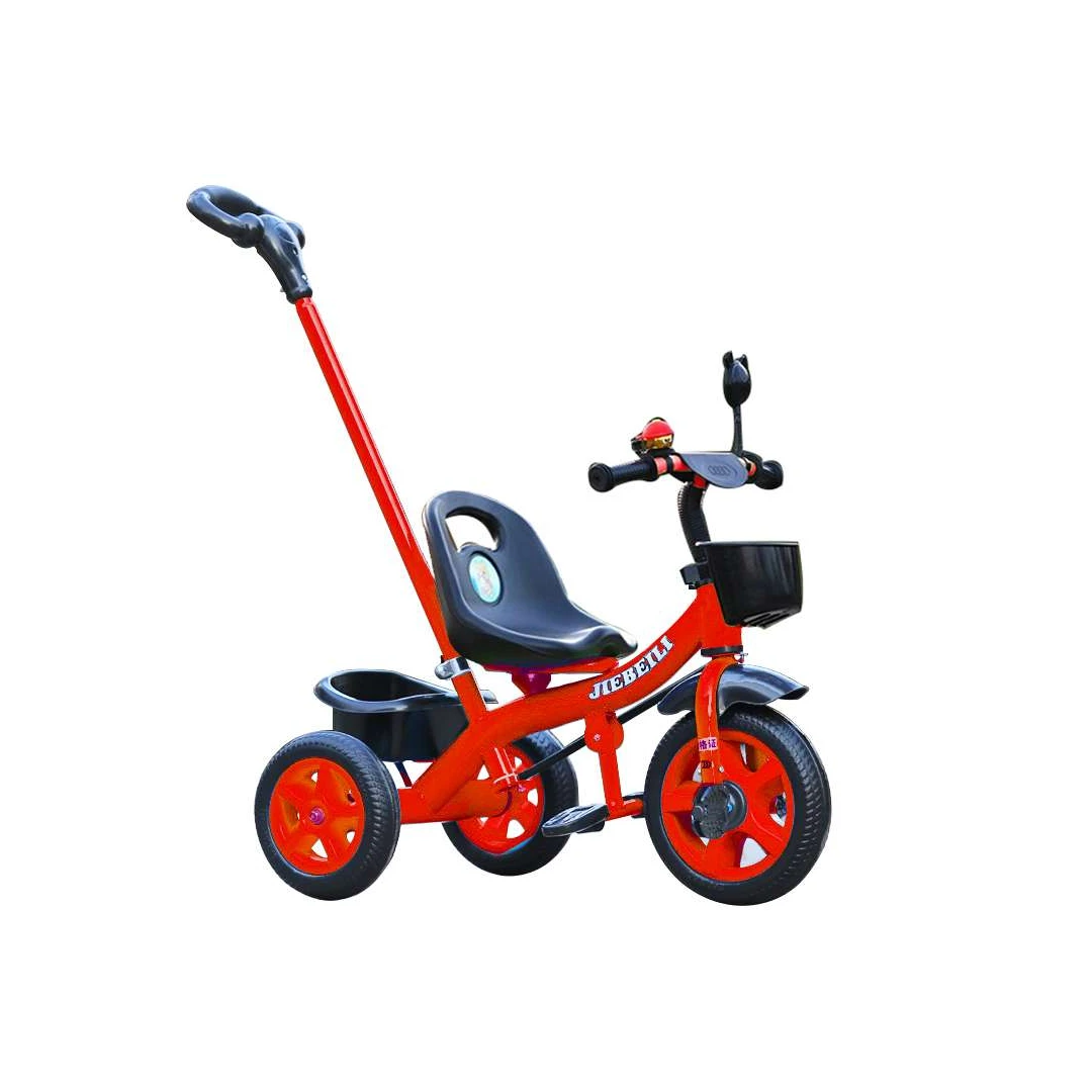 Tricicleta rosie cu pedale si maner parental pentru copii 2-5 ani - Tricicleta rosie cu pedale si maner parental pentru copii 2-5 ani