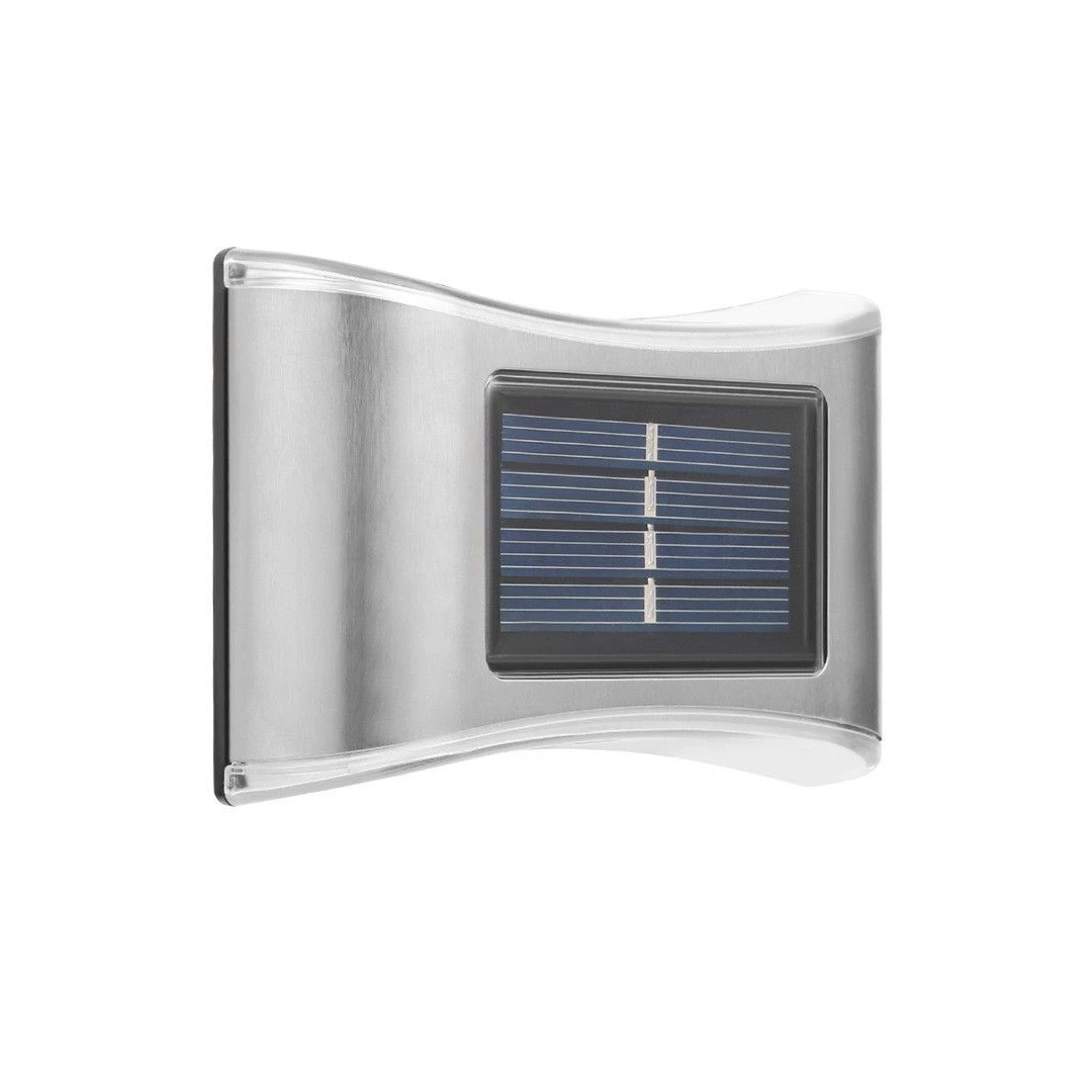 Aplica solara LED  eMazing, ABS/Policarbonat, rezistenta la apa IP65, 6 LED-uri, pentru perete, trepte, borduri, terasa, 1.2V, 600mah, 10 x 6.5 cm, doua moduri de prindere, lumina alb rece, gri - 