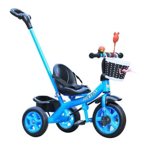 Tricicleta cu pedale pentru copii 2-5 ani, cu maner parental detasabil, Albastra - 
