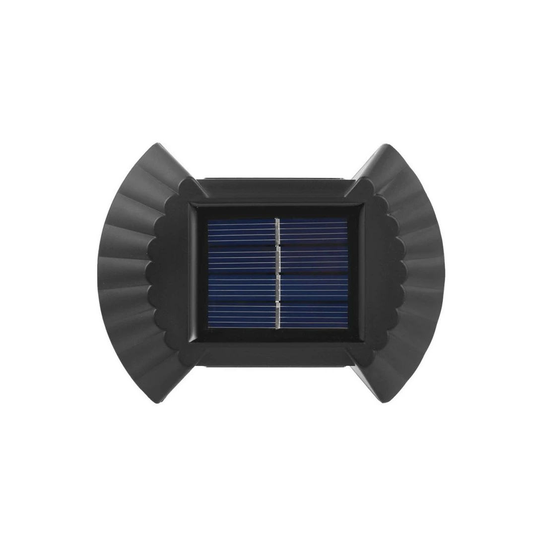 Aplica solaraLED bidirectionala pentru perete  eMazing, in forma de funda, 8 LED-uri, material ABS si PC, lumina puternica, IP65, 10 x 7.5 cm, baterie 1.2 V, 300 mAh, autonomie 8-10 ore, alb cald - 