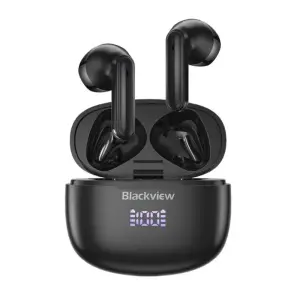 Casti wireless semi-in-ear Blackview AirBuds 7 TWS Negru cu cutie de incarcare, Display LED, Control tactil, Incarcare wireless, ENC, DNS - 