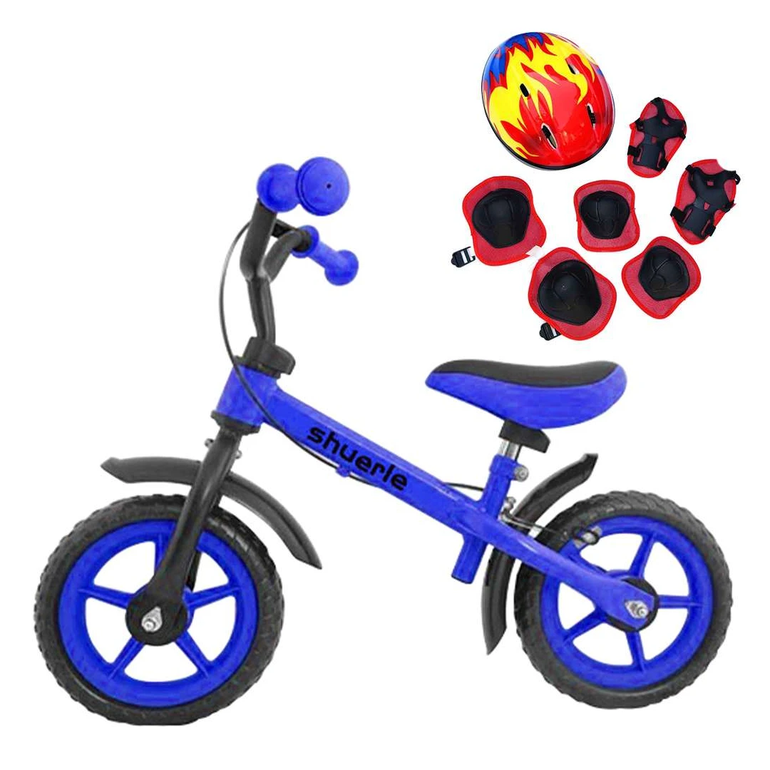 Bicicleta fara pedale, 2-6 ani, 12", Reglabila, Albastru, Cu frana, Echipament - Bicicleta fara pedale, 2-6 ani, 12", Reglabila, Albastru, Cu frana, Echipament