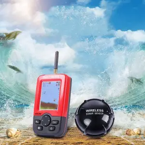 Fish Finder XJ-01, Detector portabil si inteligent de pești, Ecran LCD, Senzor Sonar Wireless 100m, Sunet Ecou Sonar - 