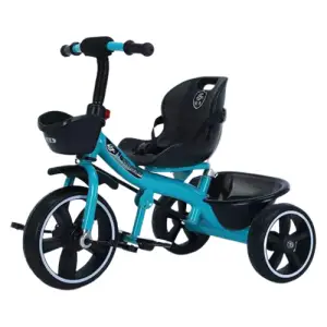 Tricicleta cu pedale, 2 - 6 ani, Albastru, Sezut reglabil, 2 cosuri depozitare - 