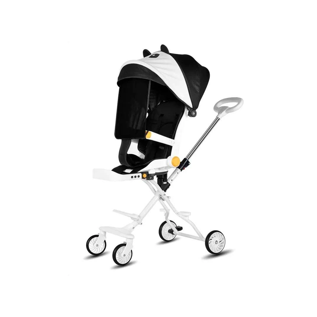 Carucior cu scaun rotativ, Alb, Sport, Pentru copii intre 6 si 36 luni, Pliabil, Cu copertina detasabila pentru protectie UV, Suport picioare, 2 roti pivotante si blocare roti, Centura de siguranta in 3 puncte, Usor de pliat - 