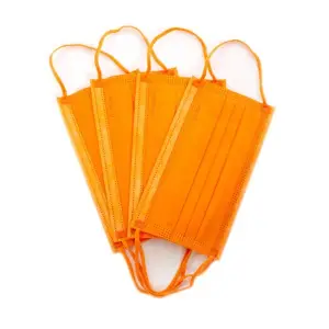 Set 50 bucati Masca medicala Dr. Mayer, 4 straturi, full color Orange, tip IIR de unica folosinta - 