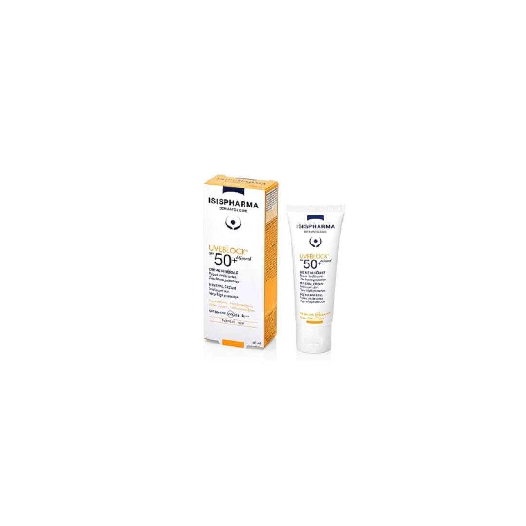 Crema cu protectie solara UVEBLOCK SPF 50+ Mineral, 40 ml, Isis Pharma - 