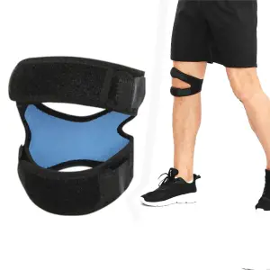 Protectie genunchi cu absortie a socurilor pentru sporturi in aer liber si sala, Material elastic, Negru - 