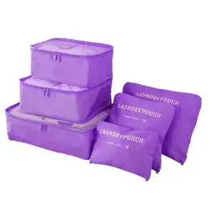Organizator pentru bagaje format din 6 piese, dimensiuni diferite, perfect pentru troller sau valiza, mov MOV - 