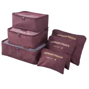 Organizator pentru bagaje format din 6 piese, dimensiuni diferite, perfect pentru troller sau valiza, vișiniu VISINIU - 