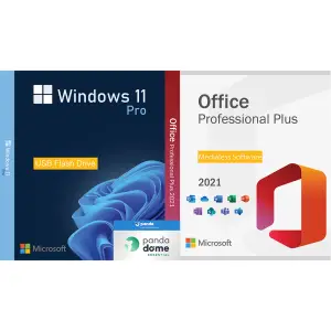 Pachet licente Windows 11 Pro USB + Office 2021 Pro Plus Medialess si Antivirus Panda Dome Essential - 