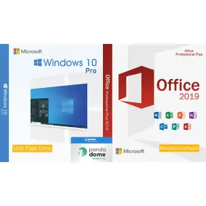 Pachet licente Windows 10 Pro USB + Office 2019 Pro Plus Medialess si Antivirus Panda Dome Essential - 