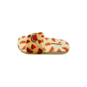 Papuci de plaja, albi, imprimeu cu pepene roșu, mărime 40, 26 centimetri 40 - 