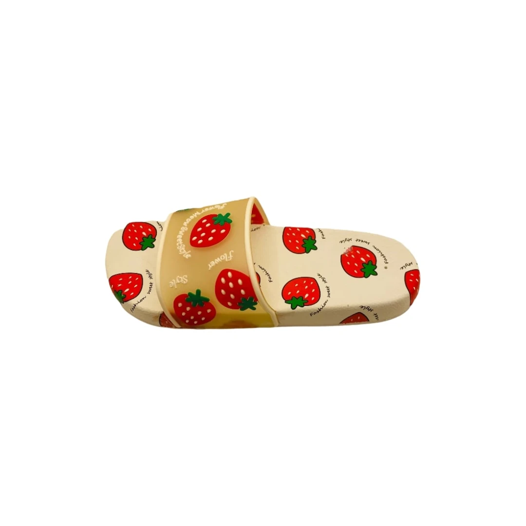 Papuci de plaja, albi, imprimeu cu căpșuni, mărime 40, 26 centimetri 40 EU ALB/ROSU - 