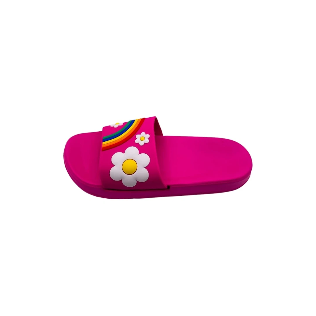 Papuci de piscina pentru dama cu imprimeu curcubeu, roz, marime 41, 25 centimetri 41 - 