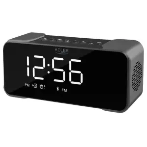 Radio FM cu ceas desteptator, Bluetooth, SD, AUX, USB, Negru, Acumulator - 
