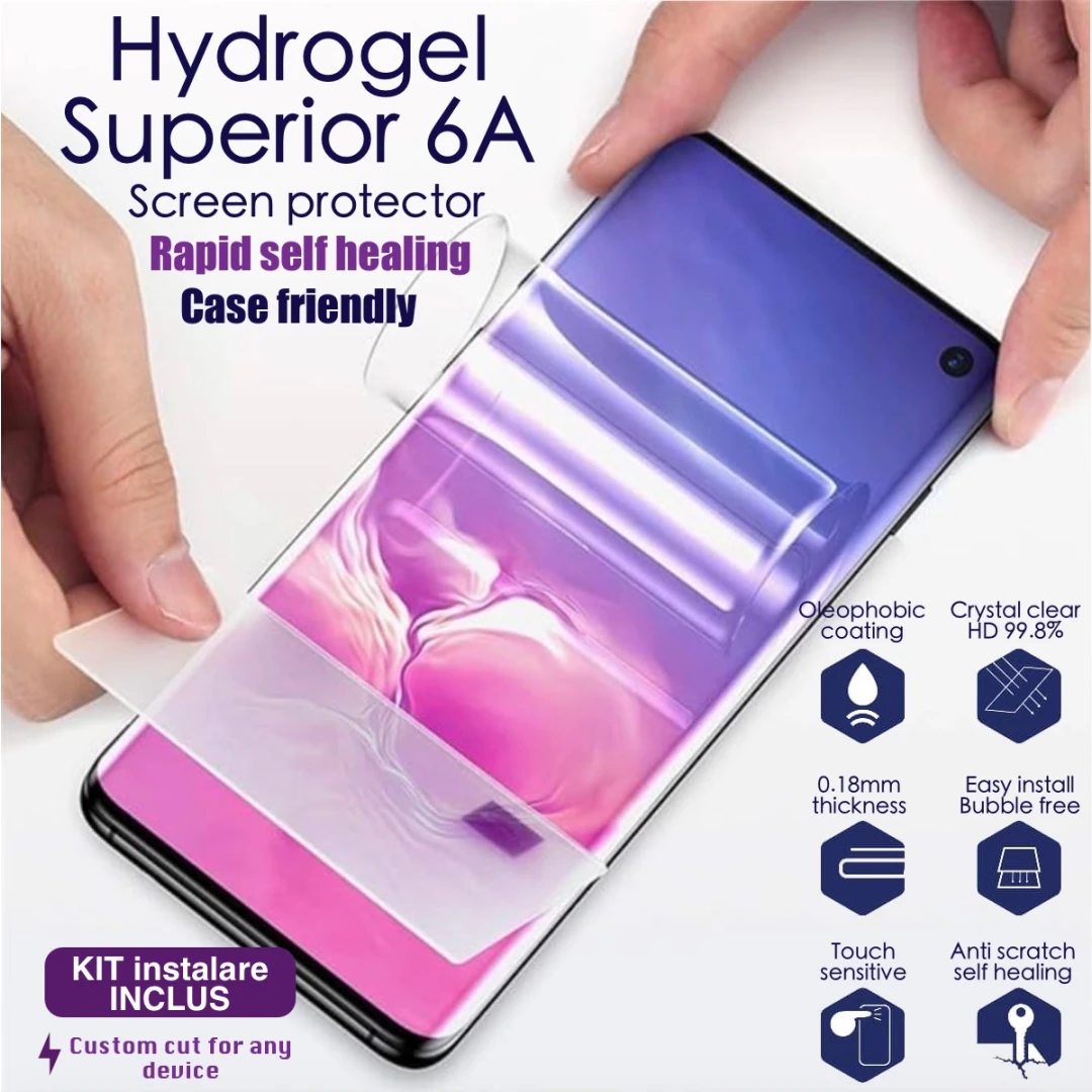 Folie Ecran Silicon compatibila cu Motorola Moto G14 Transparenta Flexibila Hydrogel Superior Self Healing 6A HD Case Friendly - 