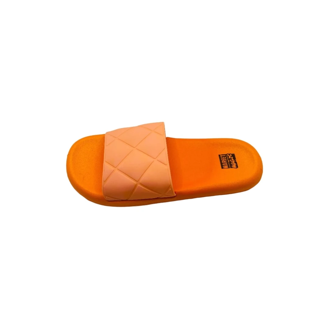 Papuci de plaja, portocaliu, bareta cu carouri, mărime 36-37, 23.5 centimetri - 