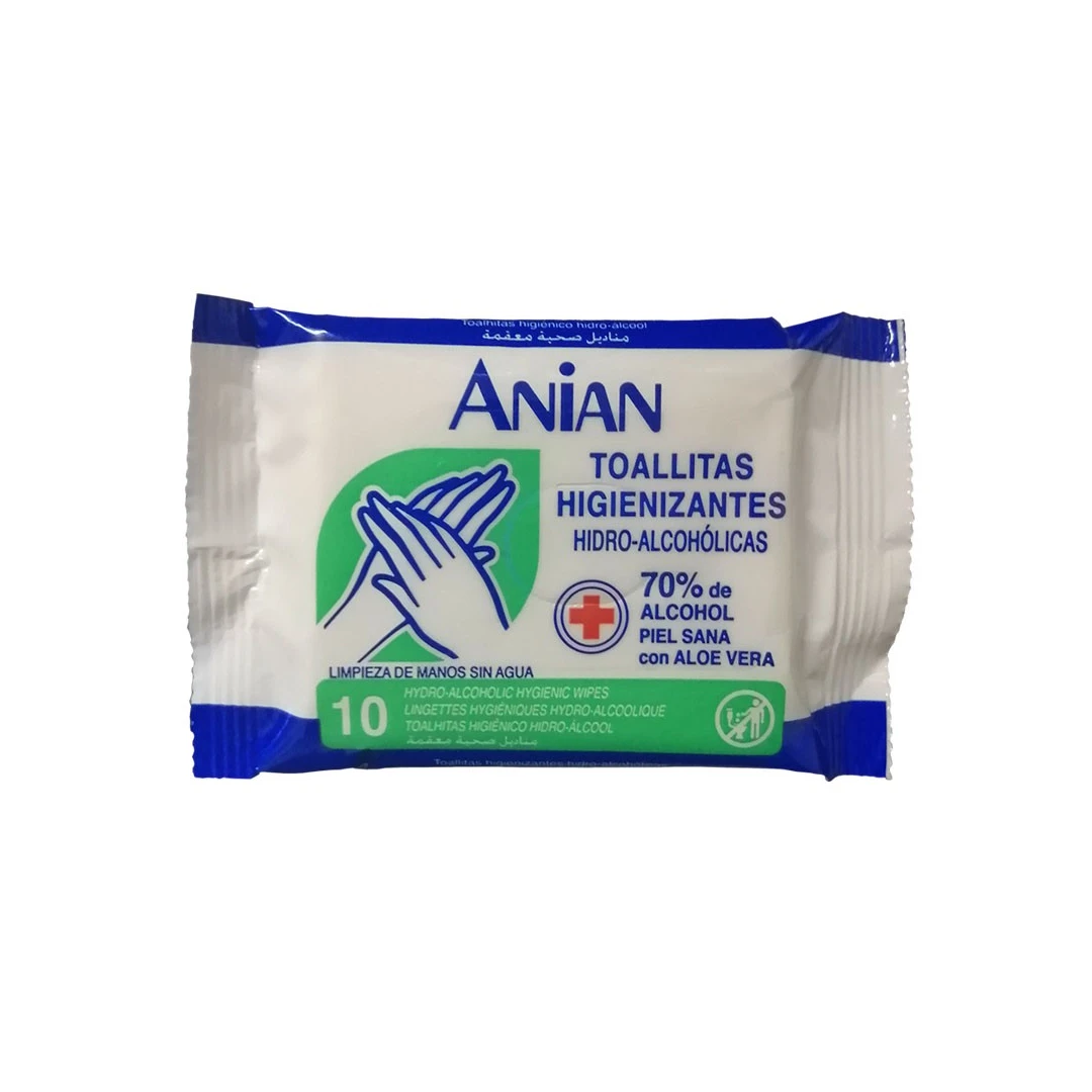 Anian Servetele Igienizante Hidroalcoolice cu Aloe Vera 10 buc - 
