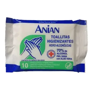 Anian Servetele Igienizante Hidroalcoolice cu Aloe Vera 10 buc - 