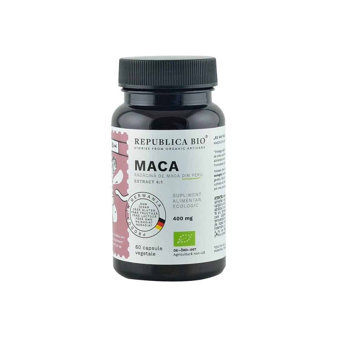 Maca, 400 mg, 60 capsule, Republica Bio - 