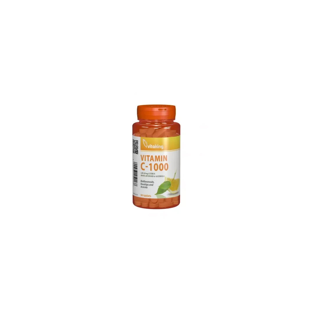 Vitamina C cu Bioflavonoide, 1000mg, 90 tablete, VitaKing - 