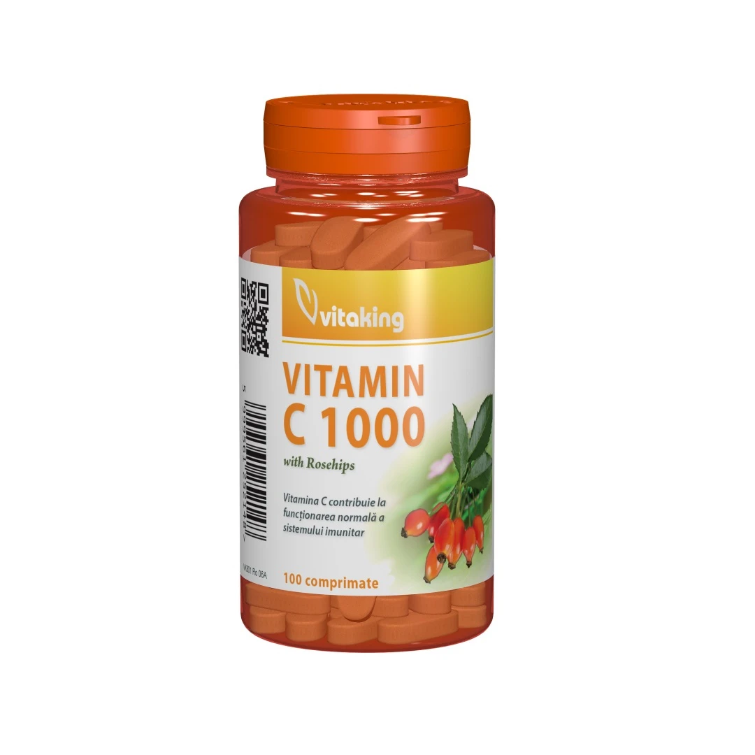 Vitamina C cu macese, 1000 mg, 100 comprimate, VitaKing - 