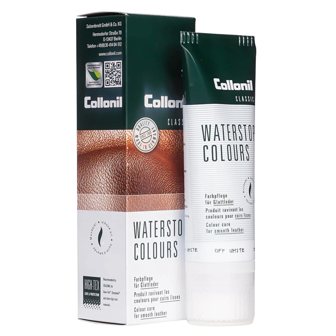 Crema de pantofi cu ulei de migdale Collonil Waterstop Colours, 75 ml, off white - 