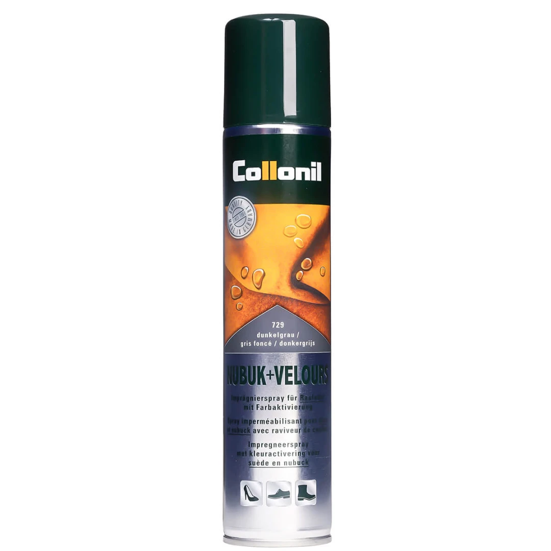Spray impregnare si ingrijire piele intoarsa Collonil Nubuk + Velours, 200 ml, gri-inchis - 