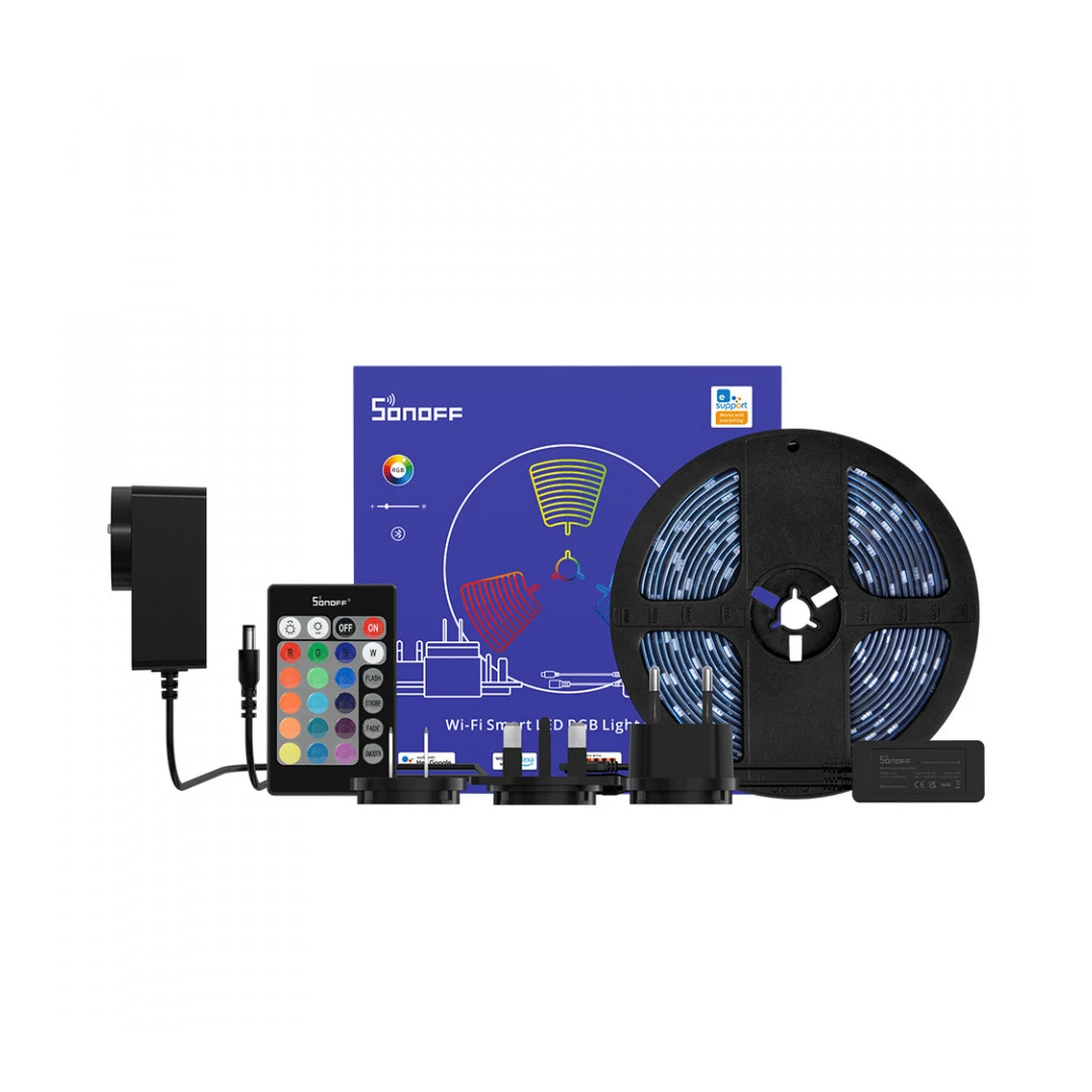 Banda LED Sonoff Wifi RGB L2 5m, Sincronizare Muzica, IP65, Wifi, Bluetooth, Telecomanda - 