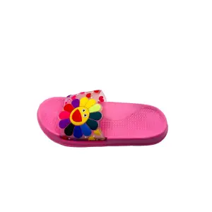 Papuci de piscina sau plaja pentru dama, TECOS, roz cu imprimeu floarea soarelui, marime 37, 23.5 centimetri 37 EU ROZ - 