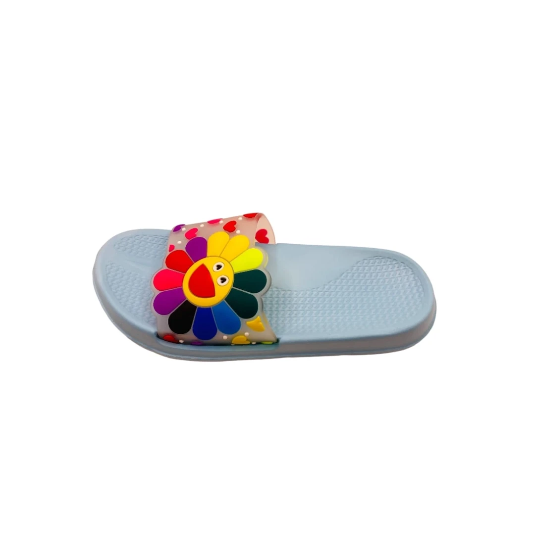 Papuci de piscina sau plaja pentru dama, TECOS, albastru cu imprimeu floarea soarelui, marime 41, 25.5 centimetri 41 EU ALBASTRU - 