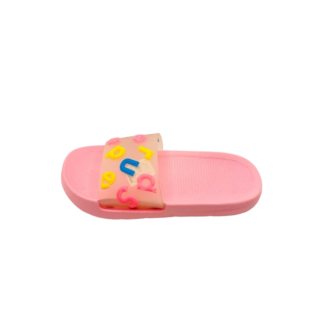 Papuci de plaja pentru dama, roz cu imprimeu alfabet, marime 36-37, 23 centimetri 36-37 EU ROZ - 