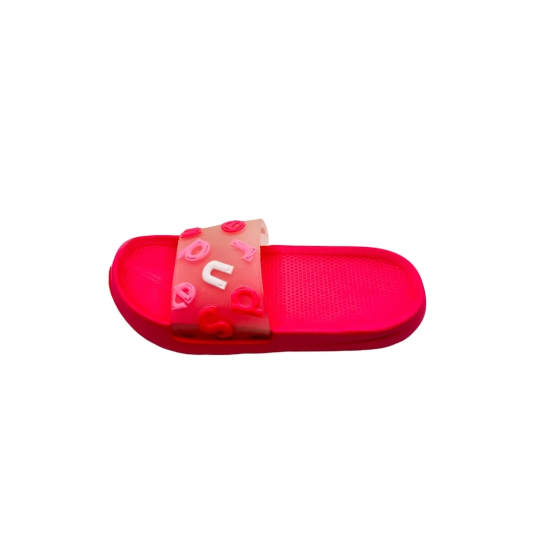 Papuci de plaja pentru dama, roșu cu imprimeu alfabet, marime 40-41, 25 centimetri 40-41 EU ROSU - 