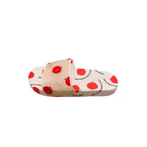 Papuci de plaja sau piscina pentru dama, imprimeu cu cireșe, albi cu roșu, mărime 40-41, 25.5 centimetri 40-41 EU ALB/ROSU - 