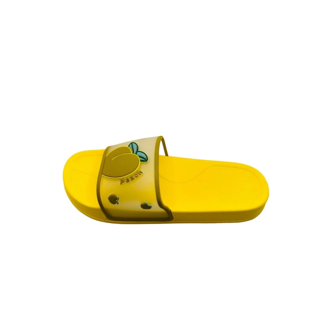 Papuci de plaja sau piscina pentru dama, TECOS, imprimeu piersica, galben, mărime 38-39, 24.5 centimetri 38-39 EU GALBEN - 
