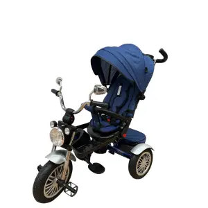 Tricicleta copii cu scaun reversibil, roti din cauciuc, pozitie de somn, muzica si lumini - Model CR5199 - Albastru - Tricicleta copii cu scaun reversibil, roti din cauciuc, pozitie de somn, muzica si lumini - Model CR5199 - Albastru