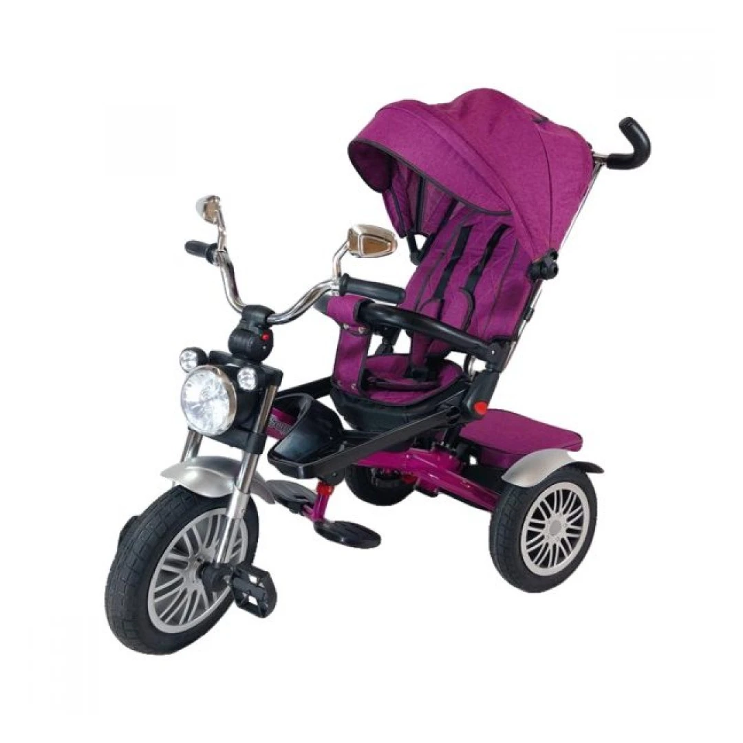 Tricicleta copii cu scaun reversibil, roti din cauciuc, pozitie de somn, muzica si lumini - Model CR5199 - Mov - Tricicleta copii cu scaun reversibil, roti din cauciuc, pozitie de somn, muzica si lumini - Model CR5199 - Mov