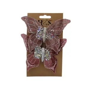 Set fluturi decorativi cu clips roz-violet - 