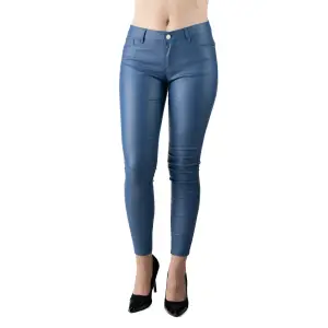 Pantaloni Dama Imitatie Piele Albastri Bella XS - 