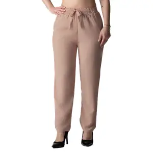 Pantaloni Dama Crem din Bumbac Subtire Vara,Amely XL - 