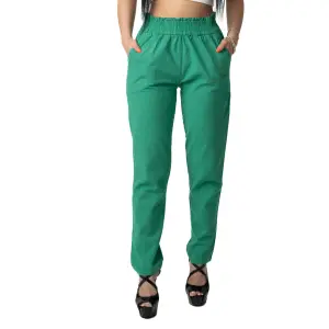 Pantaloni Dama  Din Bumbac Racoros De Vara Josie, Verde S - 