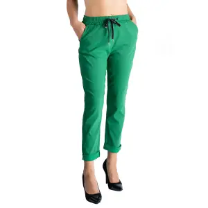 Pantaloni Casual Verde, Snur In Talie Ariana,Marime Mare 52 - 