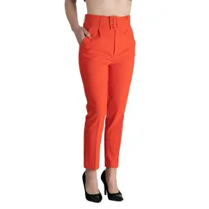 Pantaloni Dama Eleganti Portocaliu Carol Premium XS - 