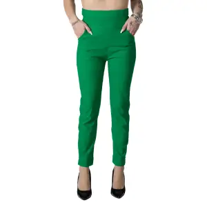 Pantaloni Dama Confortabili Si Eleganti Marime Mare Verde Crud, perfecti pentru zilele de primavara si vara XL - 